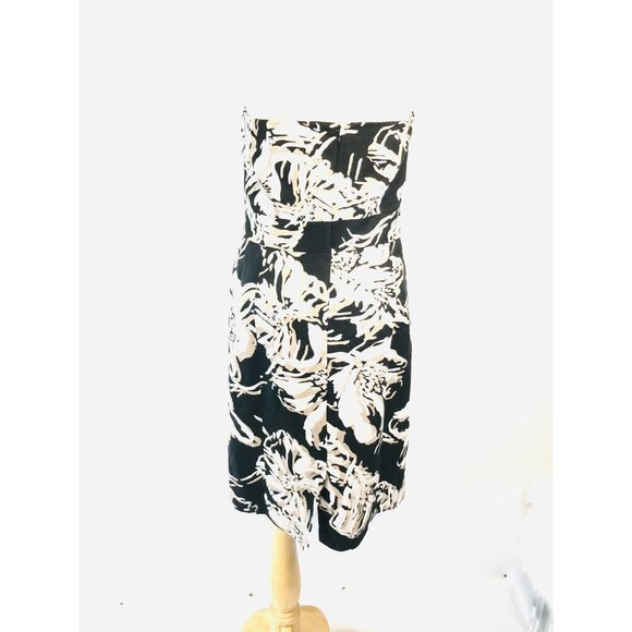 Banana Republic Strapless Black Floral Linen Dress Size 10 Sheath Lined - Picture 7 of 10